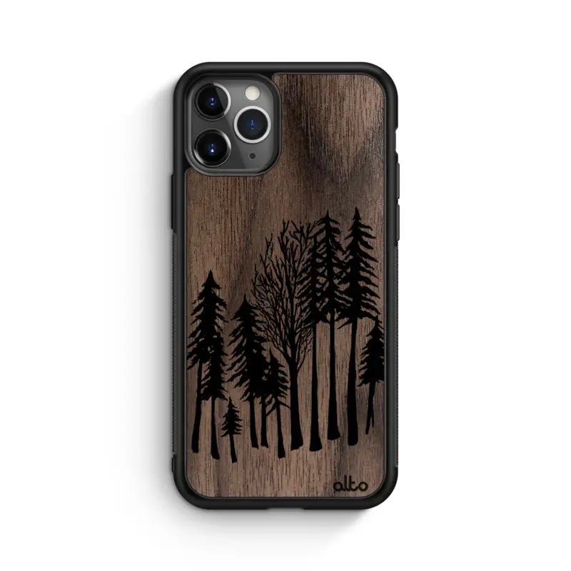 Wooden Case - Forest Design | Walnut Wood | Lightweight, Hand Crafted, Carved Phone Case